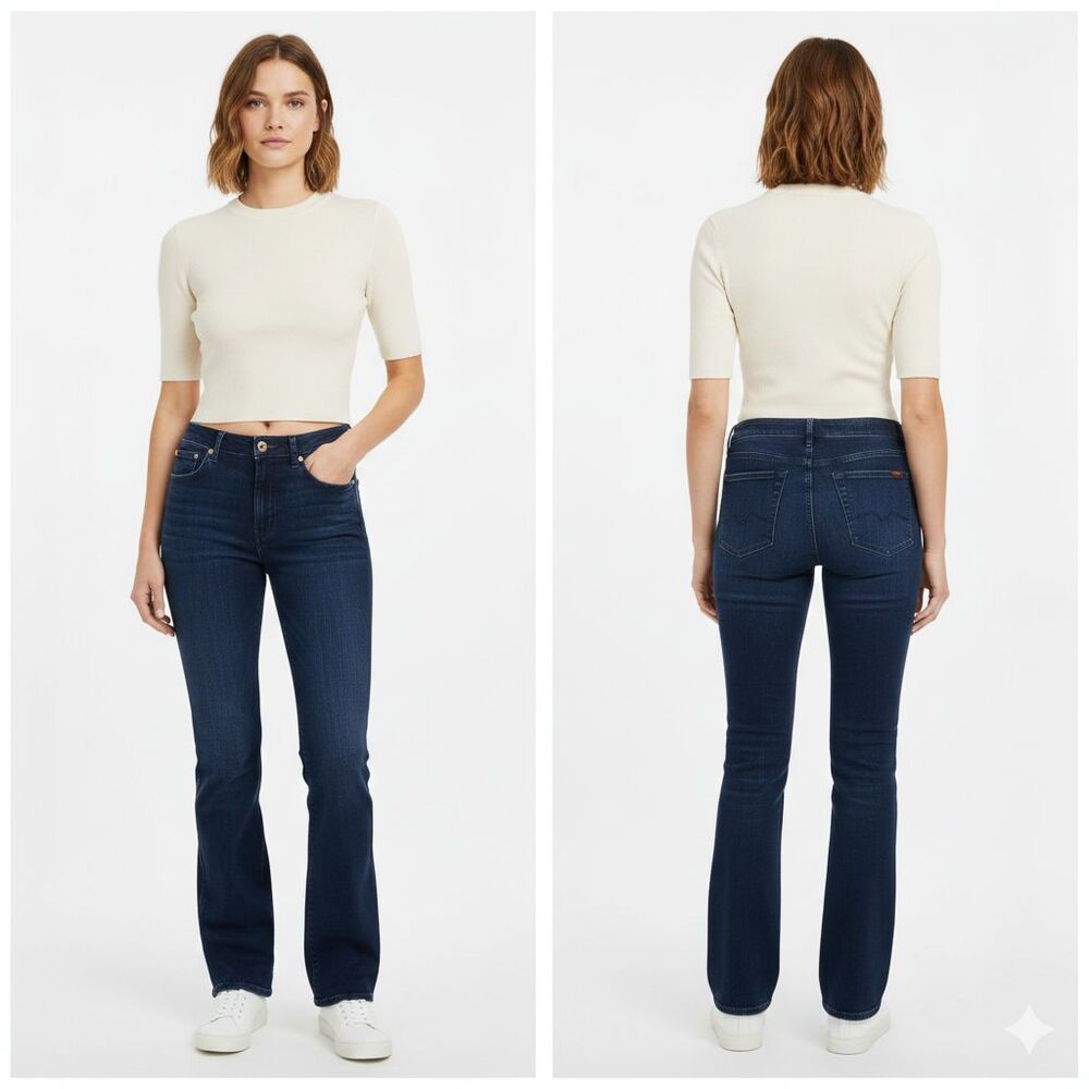 7 For All Mankind Jeans Women's Kimmie Bootcut Jeans Dark Wash Beaded  Size 31
